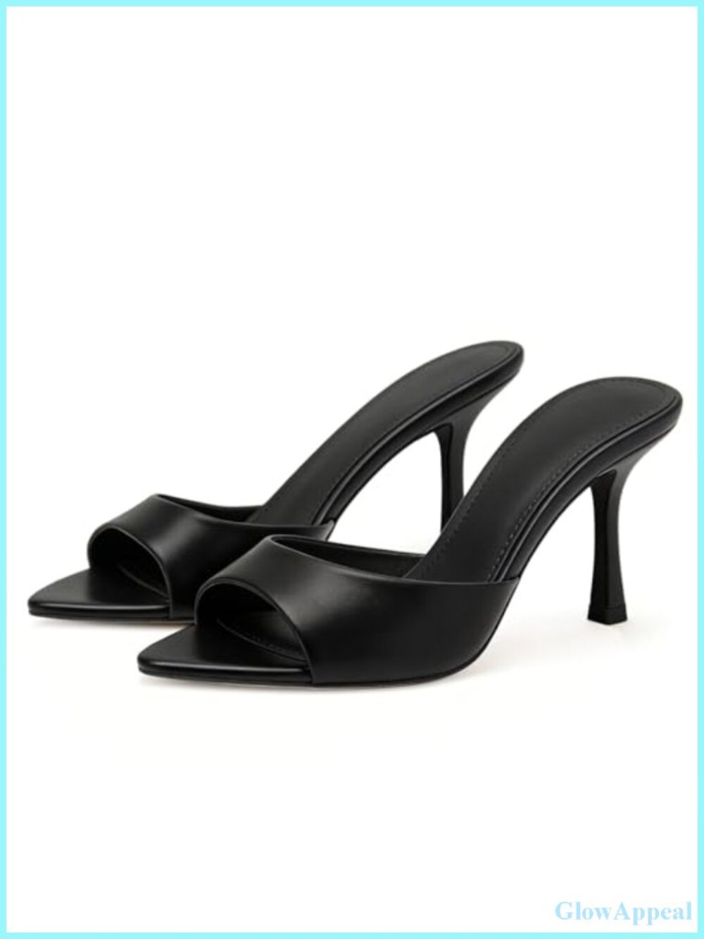 Faux Leather High Heel Mules Open Pointed Toe Slip On Pumps Women